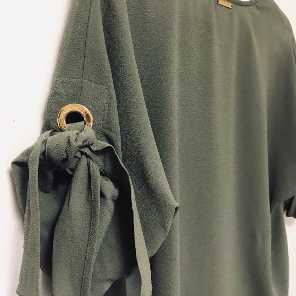 Michael Kors Drape-front Tie Sleeve Blouse - Picture 11 of 13